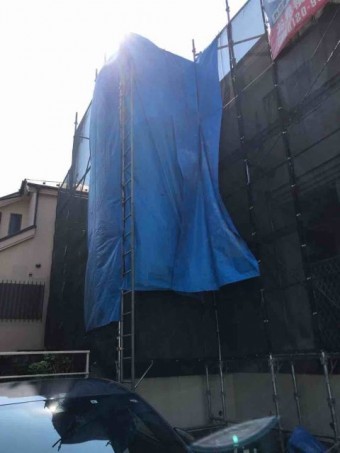 所沢市 小手指元町 屋根カバー 外壁塗装 高圧洗浄 養生作業 (25)