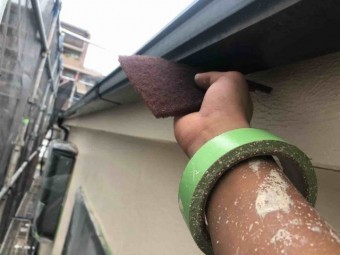所沢市 東所沢 付帯部塗装 雨樋塗装作業 (6)