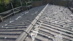 所沢市北中 セキスイかわらU屋根 葺き替え工事 立平スタンビー 施工前
