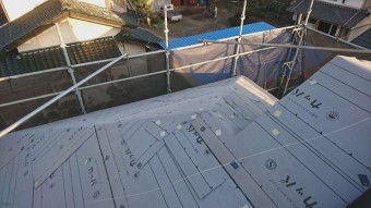 所沢市北野南 屋根カバー、外壁塗装工事 防水ルーフィングシート施工