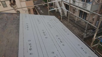 所沢市若狭 屋根葺き替え工事 防水ルーフィングシート施工