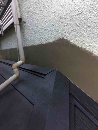 所沢市 北所沢 下屋根 雨仕舞部分 モルタル補修