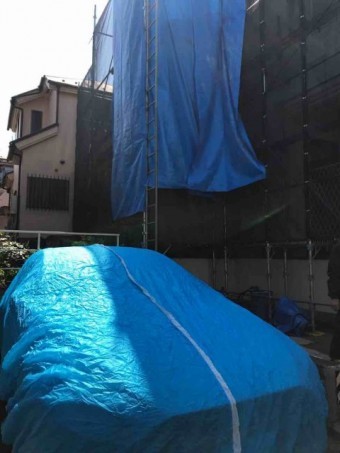 所沢市 小手指元町 屋根カバー 外壁塗装 高圧洗浄 養生作業 (26)