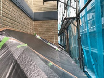 所沢市東所沢 屋根カバー、外壁塗装工事 塗装前養生作業 (6)