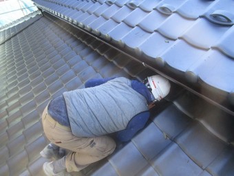 入間市宮寺 和型の瓦屋根 新東「極」瓦葺き替え工事 検査