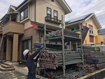 狭山市 広瀬 外壁塗装 足場組立