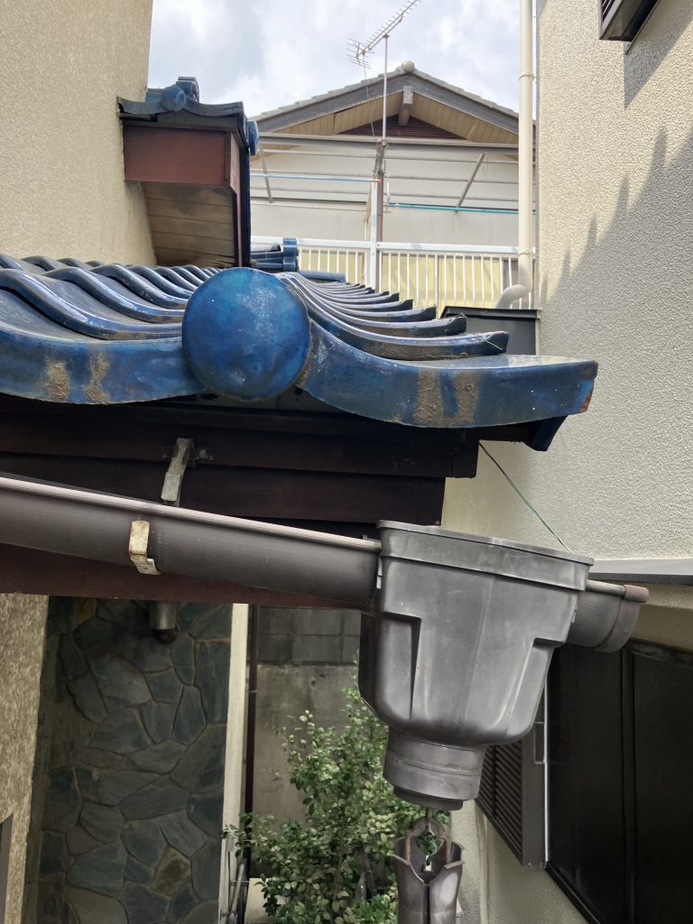 集水器付近の軒樋